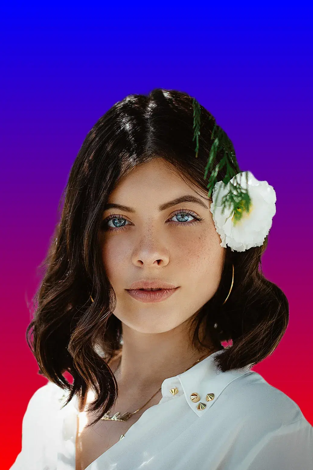 Background replaced with blue-to-pink gradient - after