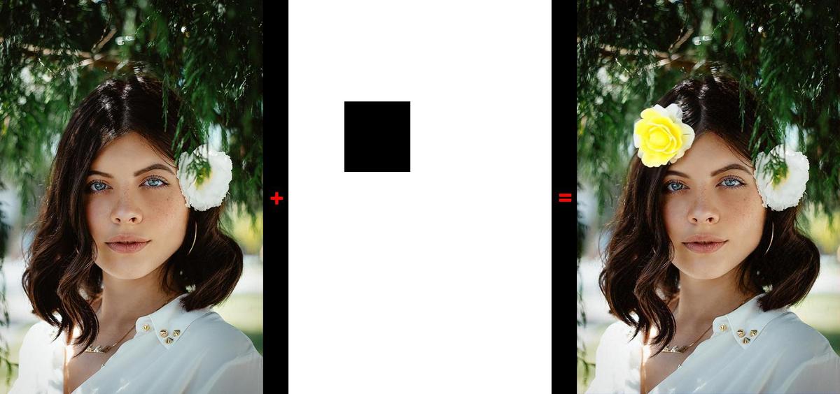 Inpainting example showing a modified region generated by AI