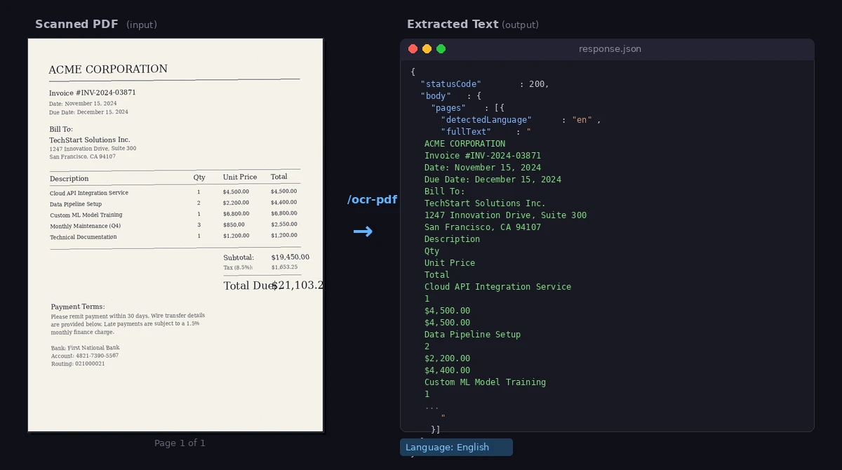 AI PDF OCR API: Extract Text from Scanned Documents (Python) | AI Engine